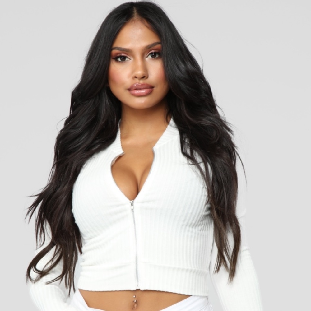 White zip up top